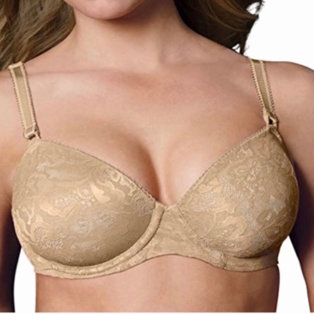 Bali Bra Womens‎ 34DD Nude One Smooth U Underwire 3516 Lace Overlay Structured